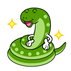 ポーズする緑ヘビ