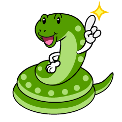 指差しする緑ヘビ