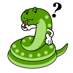 考える緑ヘビ