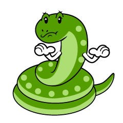 困る緑ヘビ