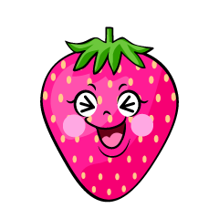 笑うピンク苺