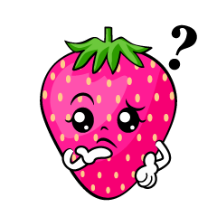考えるピンク苺