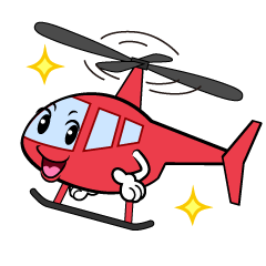 ポーズする赤ヘリコプター
