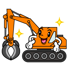 ポーズするビル解体車