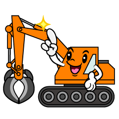 指差しするビル解体車