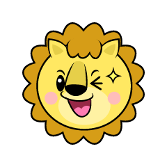 ウィンクするライオン顔
