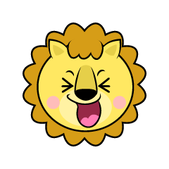 大笑いするライオン顔