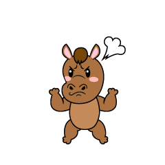 怒るウマ