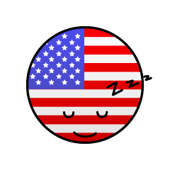 寝るアメリカ国旗（丸型）
