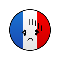落ち込むフランス国旗（丸型）