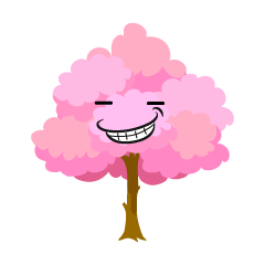 ニヤリと笑う桜の木