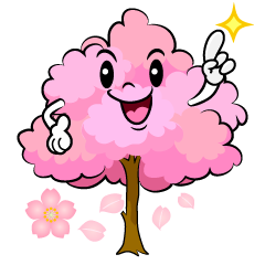 指差しする桜の木