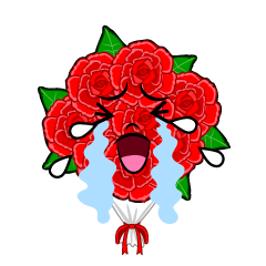 泣くバラ花束