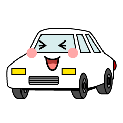 笑う白い車