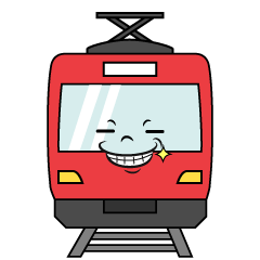 ニヤリの赤い電車