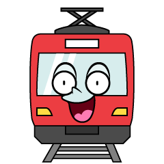 驚く赤い電車