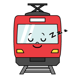 寝る赤い電車