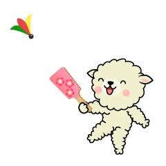 羽根付きする羊