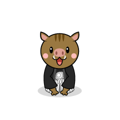 紋付袴の猪