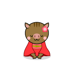 Bowing Boar in Kimono
