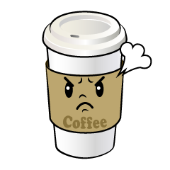 怒る紙カップコーヒー